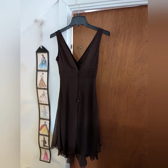 Y2K Speechless Brown W/ Sequins V-neck Cocktail Dress Size 5 - Picture 3 of 4